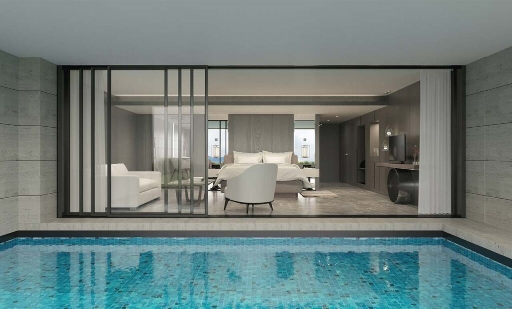 Indoor hotel swimming pool
